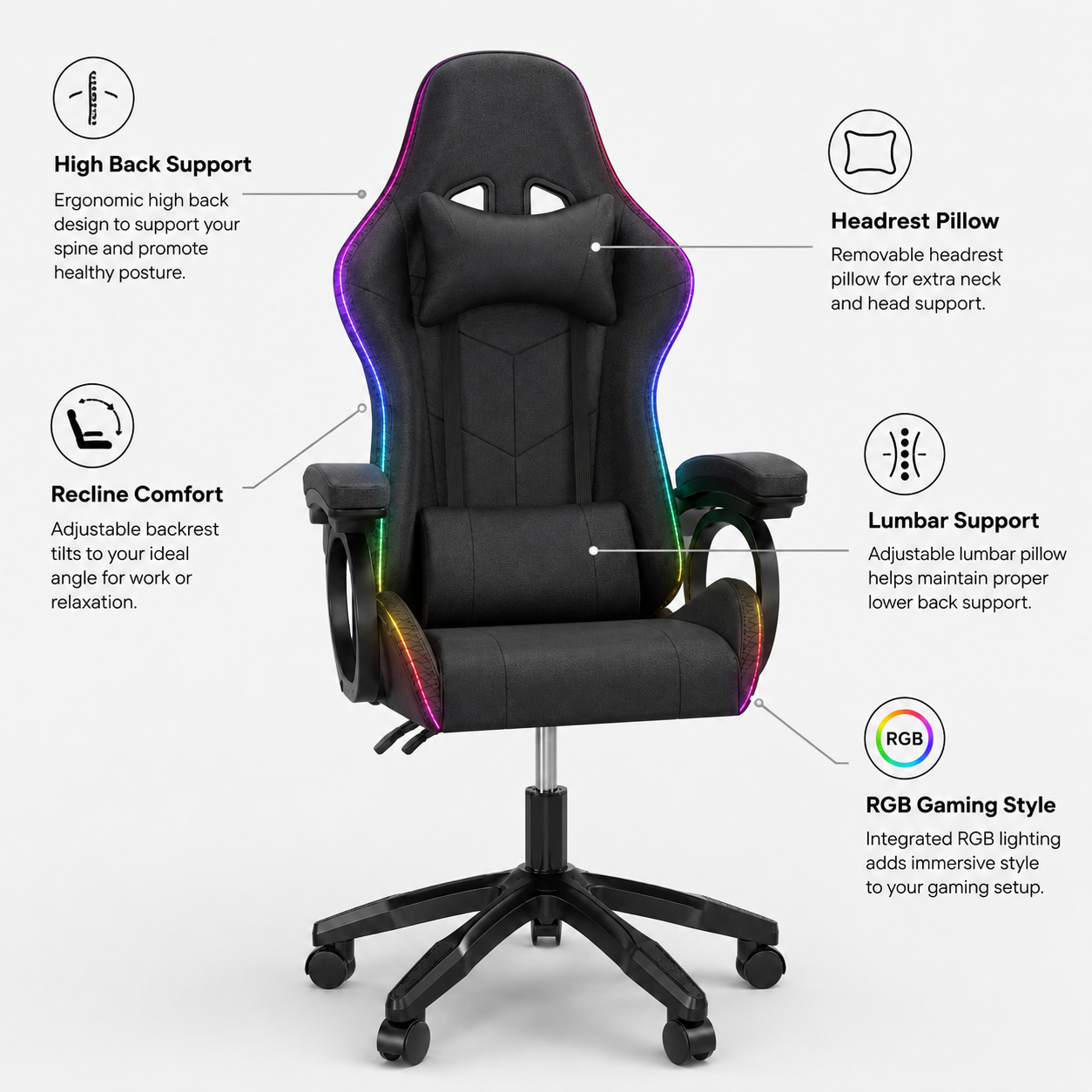RGB High-Back Reclining Gaming Chair