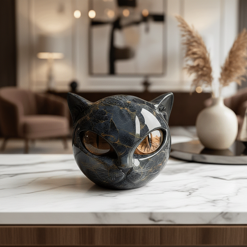 Modern Cat Sculpture Home Accent