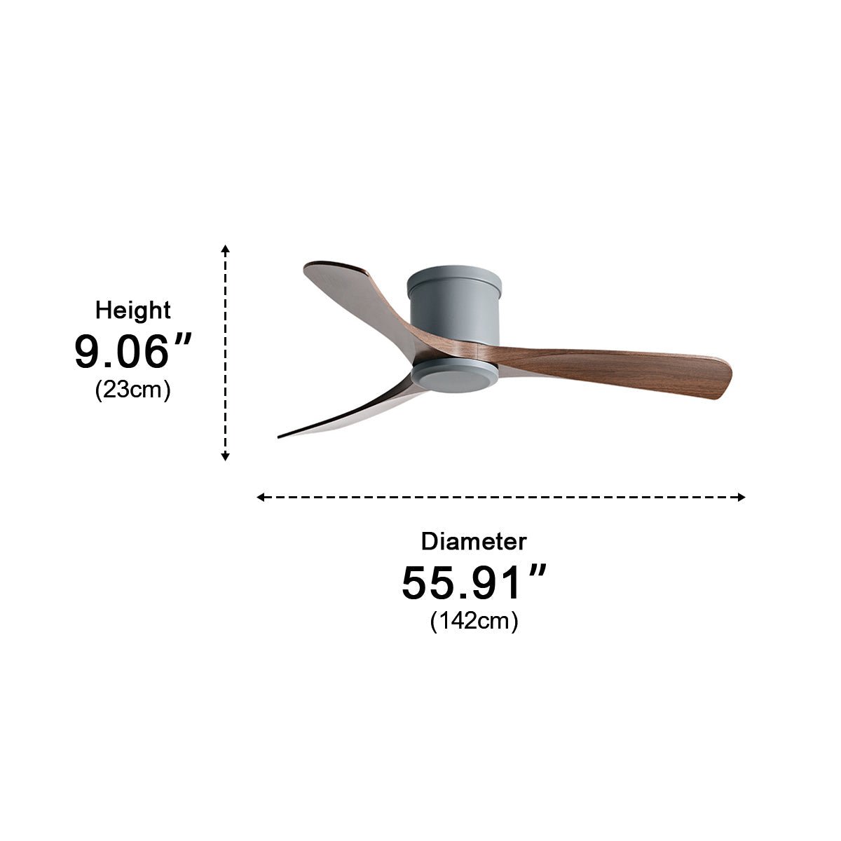 Modern 6-speed Reverse Frequency 3 Blades Imitation Wood Ceiling Fan DC Motor