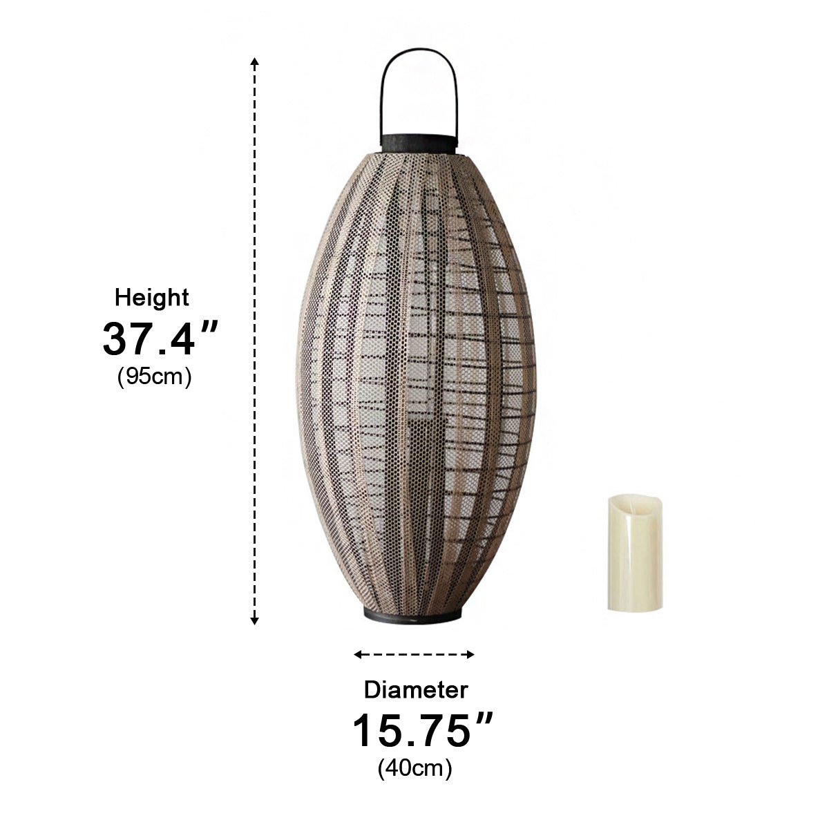Retro Handmade Oval Cage LED Candle Floor Lamp Lantern