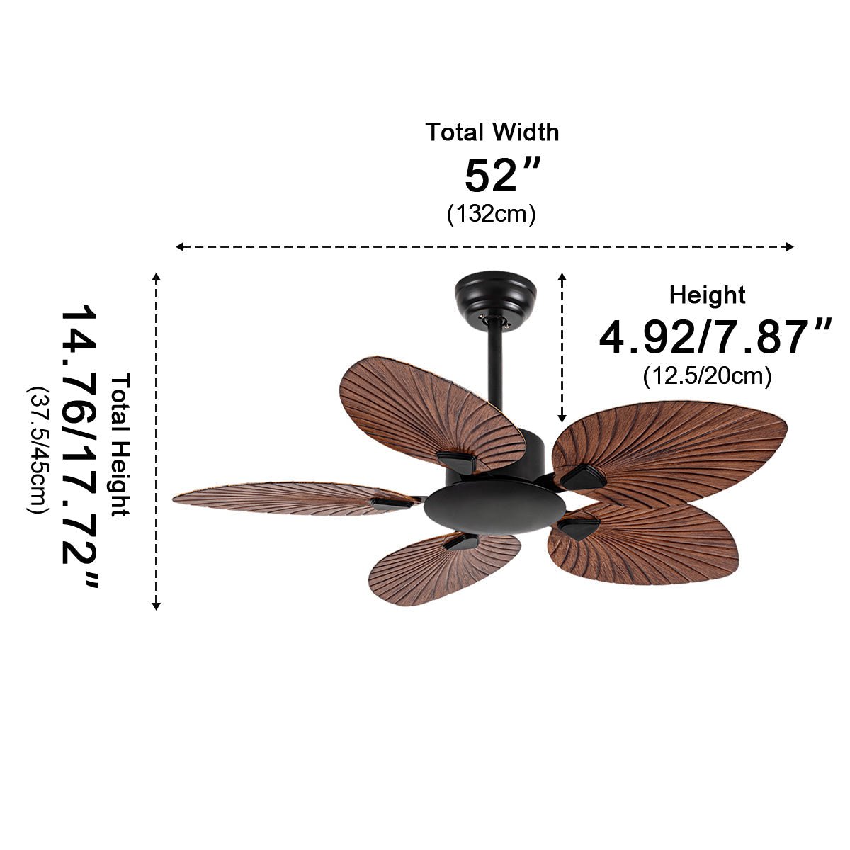 Rustic Coastal Leaf-shaped Modern DC Motor Reverse Ceiling Fan