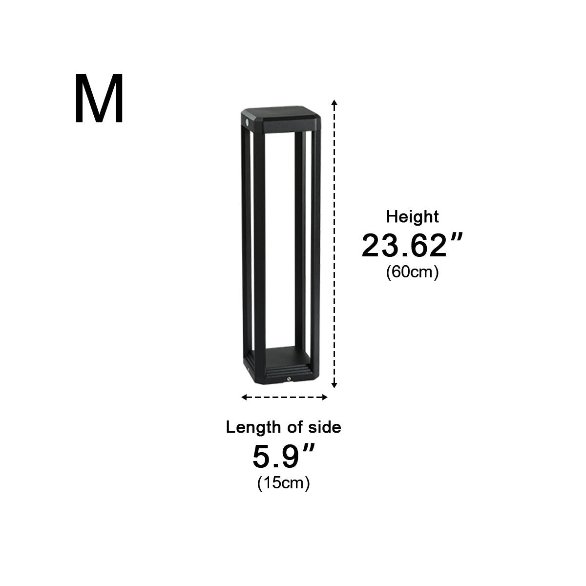Modern Minimalist Rectangle Hollow Waterproof Black Pathway Post Light