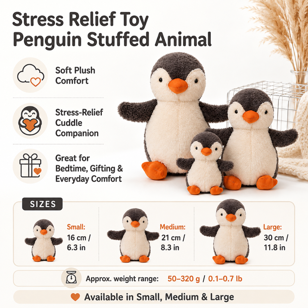 Soft Plush Penguin Stress Relief Toy
