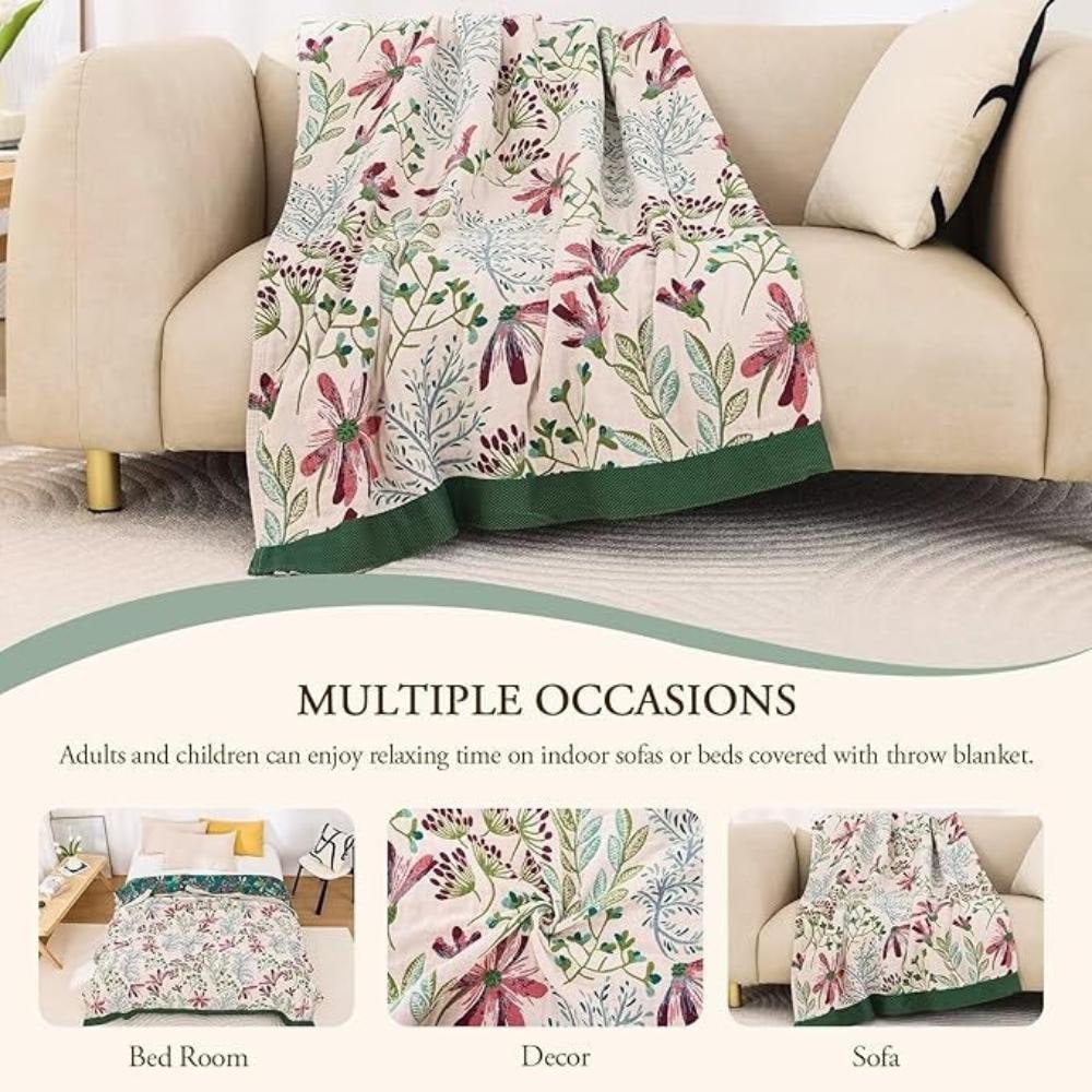 Fluffy Cotton Floral Throw Blanket