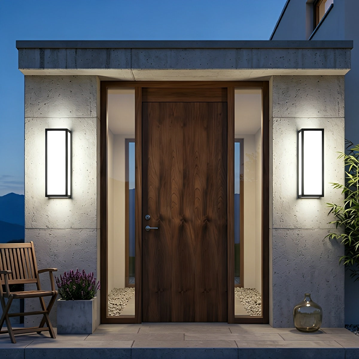 Rectangle LED Waterproof Motion Sensor Black Modern Wall Sconce Lighting