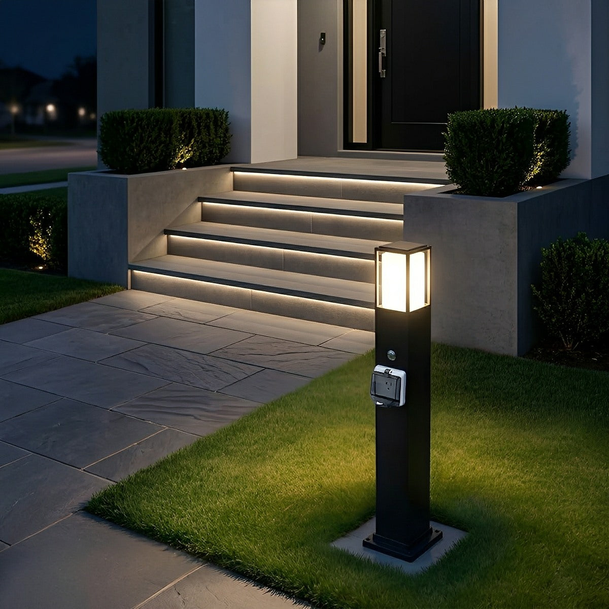 Modern Waterproof Outdoor LED Landscape Path Lights with Power Outlet