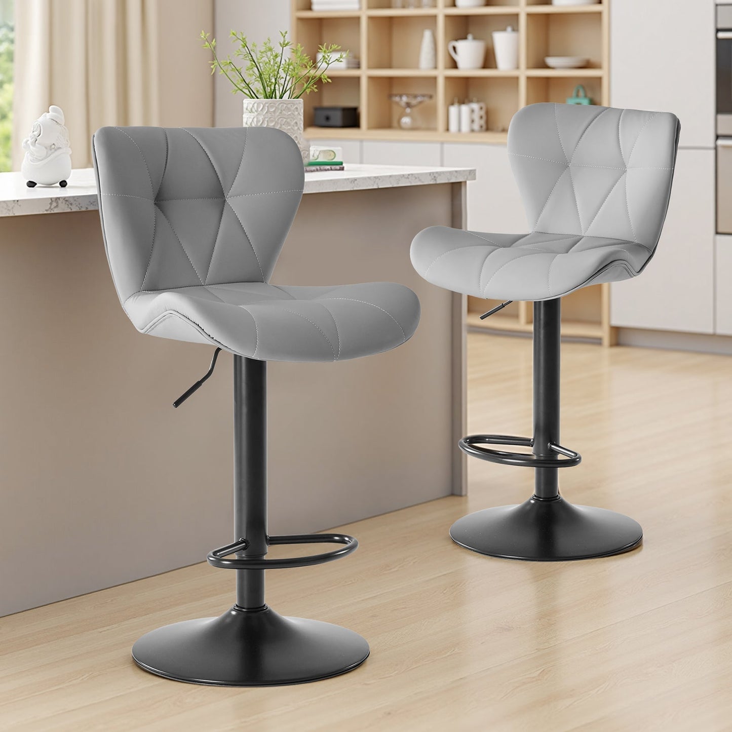 2 Pack Modern Ergonomic Adjustable Swivel Bar Stools