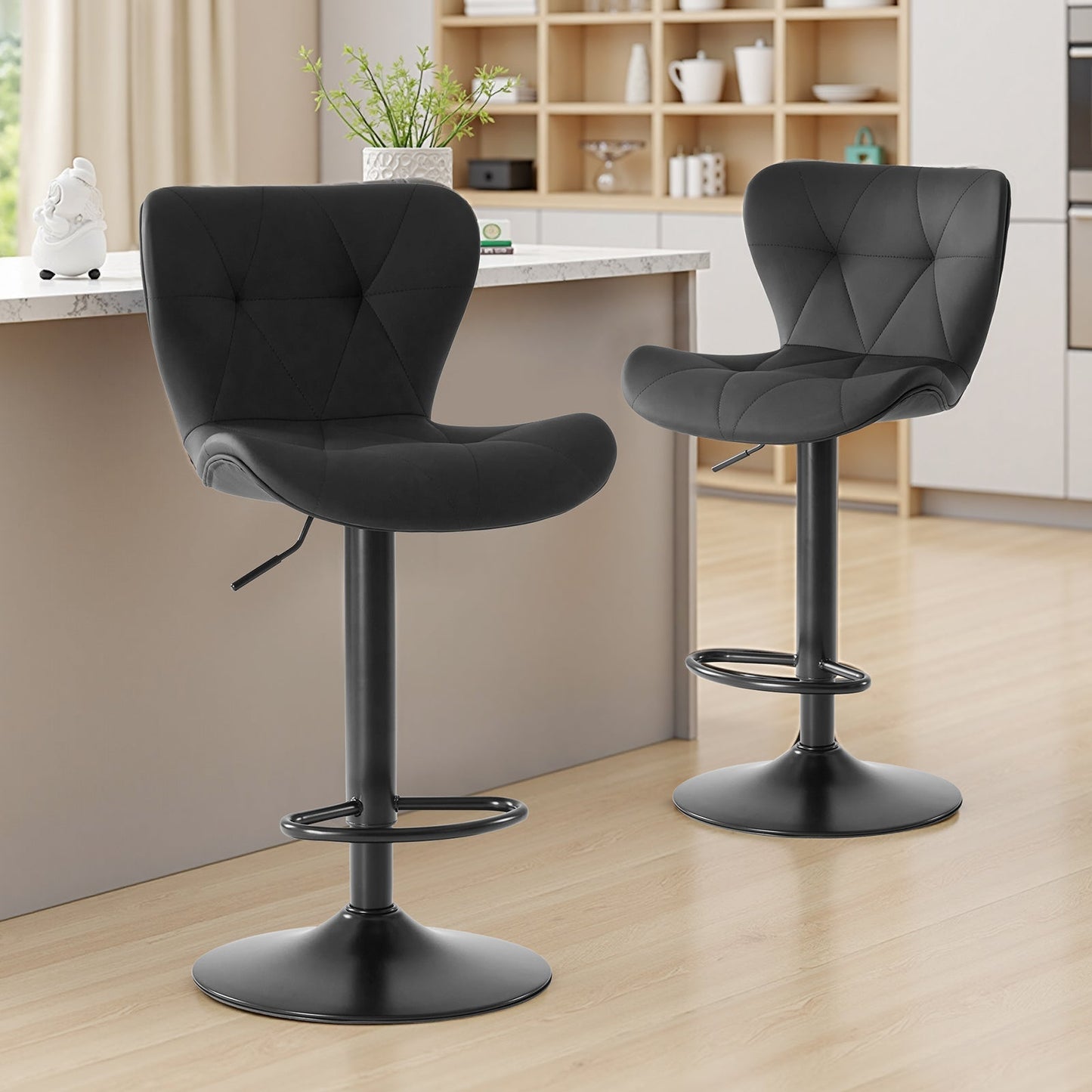 2 Pack Modern Ergonomic Adjustable Swivel Bar Stools