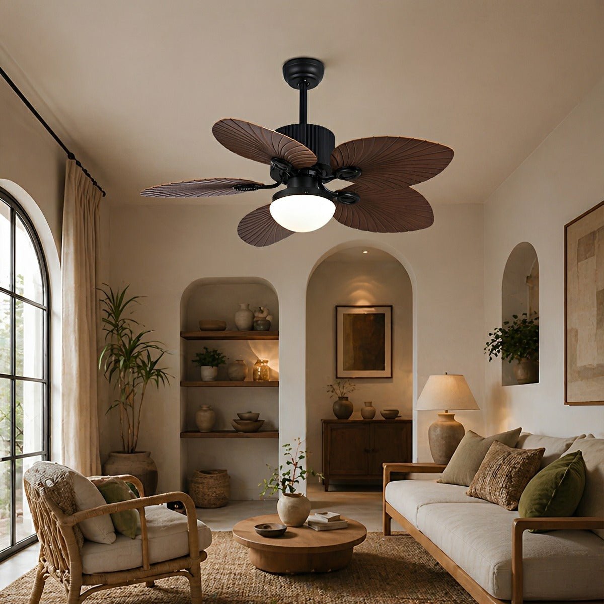 20.47 '' DC Motor Variable Frequency 5-Leaf Palm Leaf Ceiling Fan
