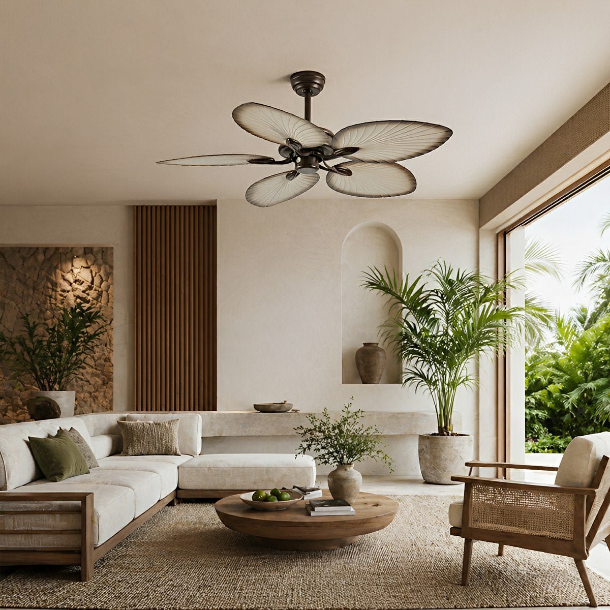 20.47 '' DC Motor Variable Frequency 5-Leaf Palm Leaf Ceiling Fan