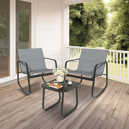 3 Piece Outdoor Patio Conversation Set Furniture with Table