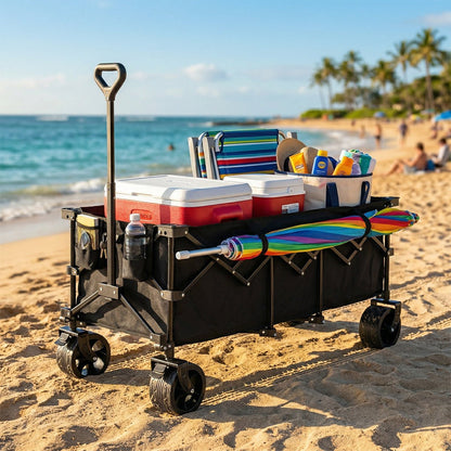 300L Heavy Duty Folding Utility Wagon Cart with All-Terrain Wheels