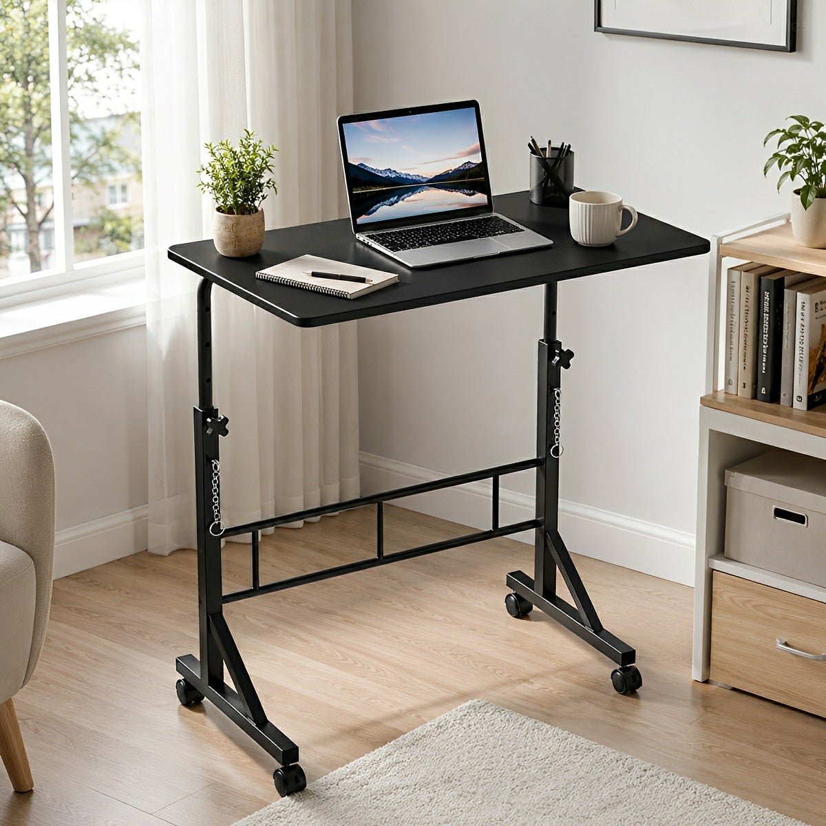 31.5" Adjustable Mobile Rolling Ergonomic Office Desk