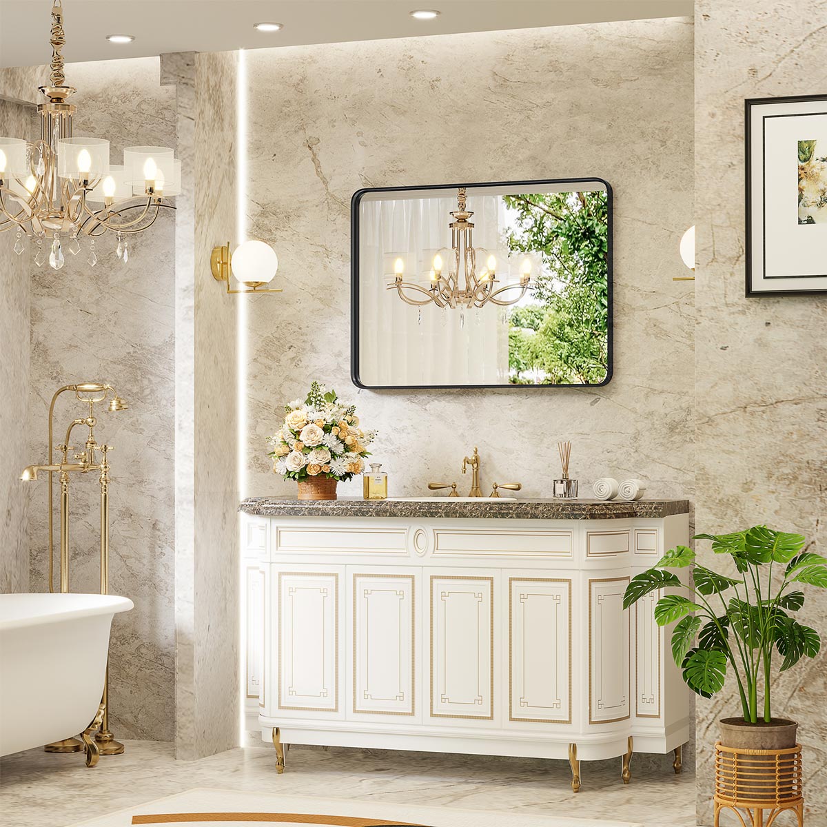 40"×30" Modern Farmhouse Bathroom Vanity Mirror Wall Mirror