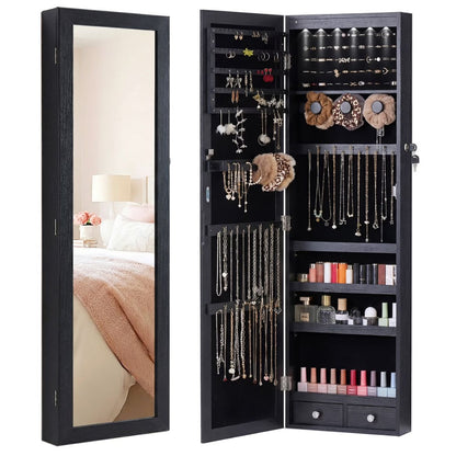 47.2" Wall Jewelry Armoire with Full Mirror & Lockable