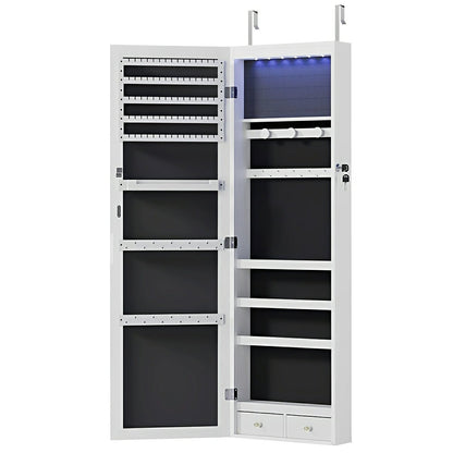 47.2" Wall Jewelry Armoire with Full Mirror & Lockable