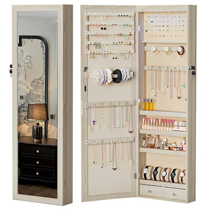 47.2" Wall Jewelry Armoire with Full Mirror & Lockable