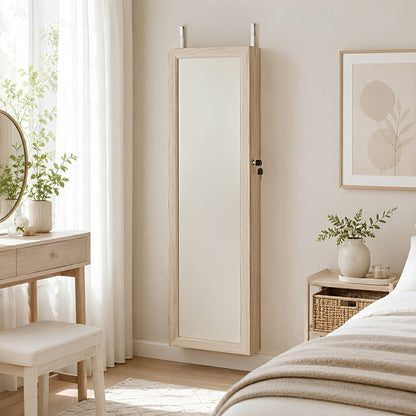 47.2" Wall Jewelry Armoire with Full Mirror & Lockable