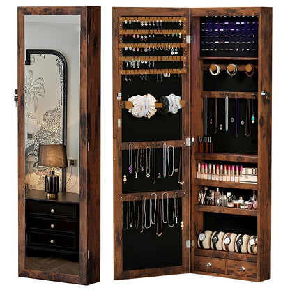 47.2" Wall Jewelry Armoire with Full Mirror & Lockable
