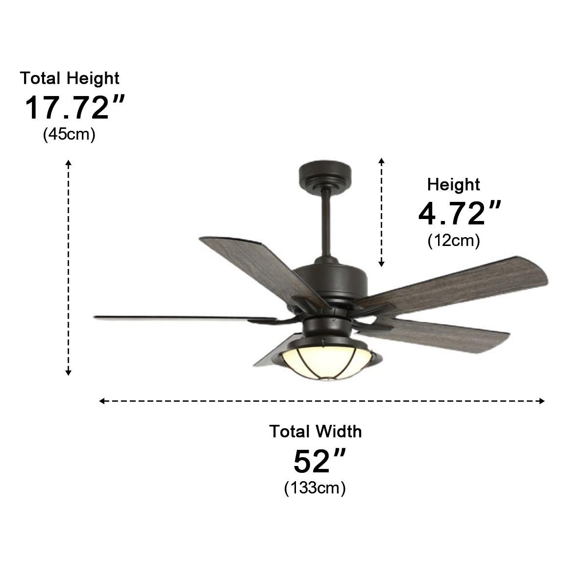 52" Classic Outdoor DC Motor Reverse Ceiling Fan Light