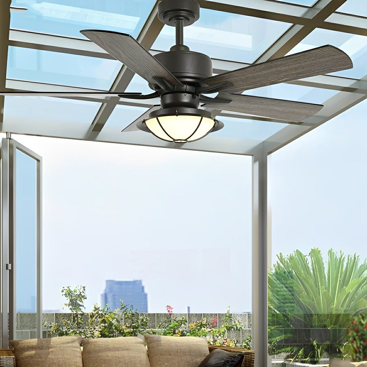 52" Classic Outdoor DC Motor Reverse Ceiling Fan Light