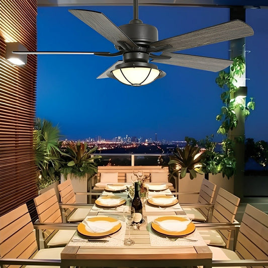 52" Classic Outdoor DC Motor Reverse Ceiling Fan Light