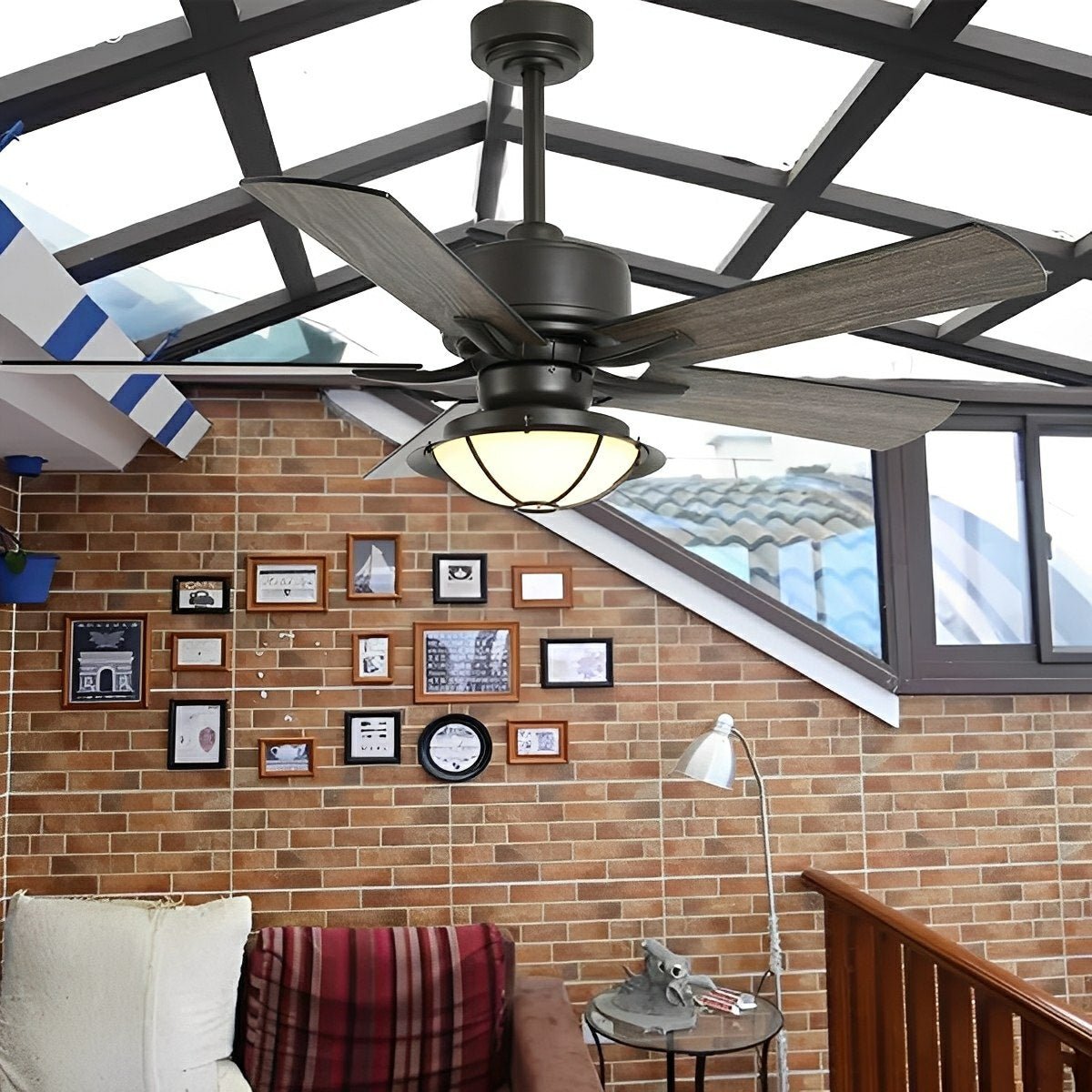 52" Classic Outdoor DC Motor Reverse Ceiling Fan Light