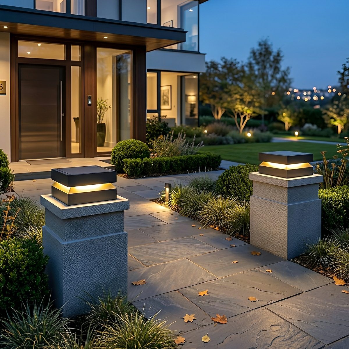 Modern Square Waterproof Black Outdoor Post Lights