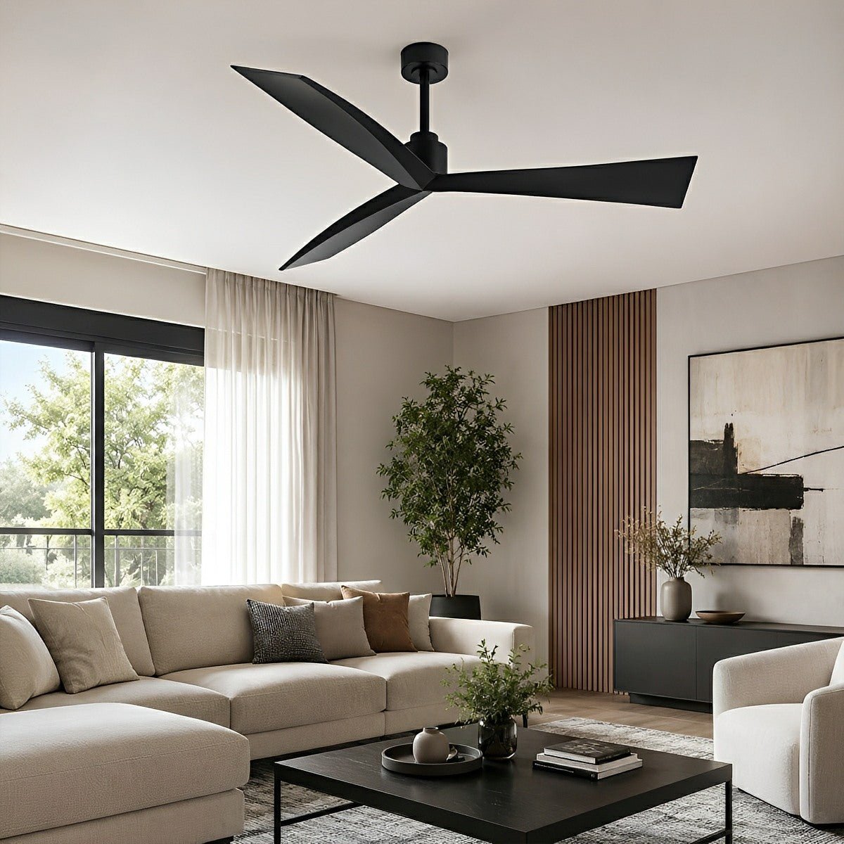 60" Contemporary Architecture Ceiling Fan with 3 Blades