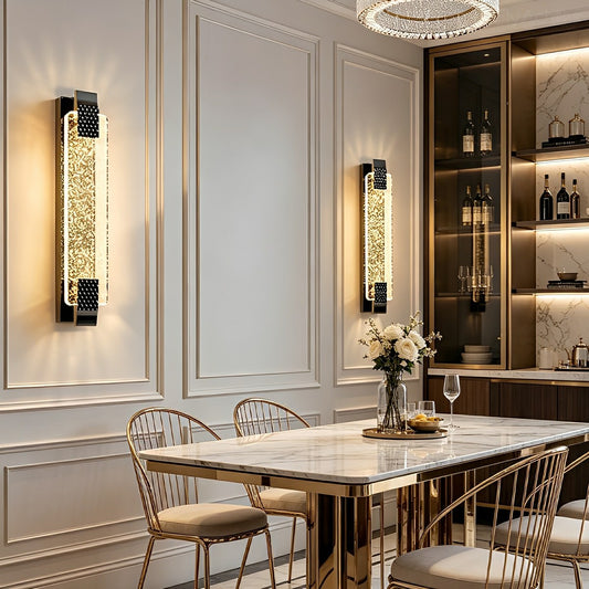 Dimmable Modern Luxury Long Strip Crystal Bubbles LED Wall Sconce Wall Light