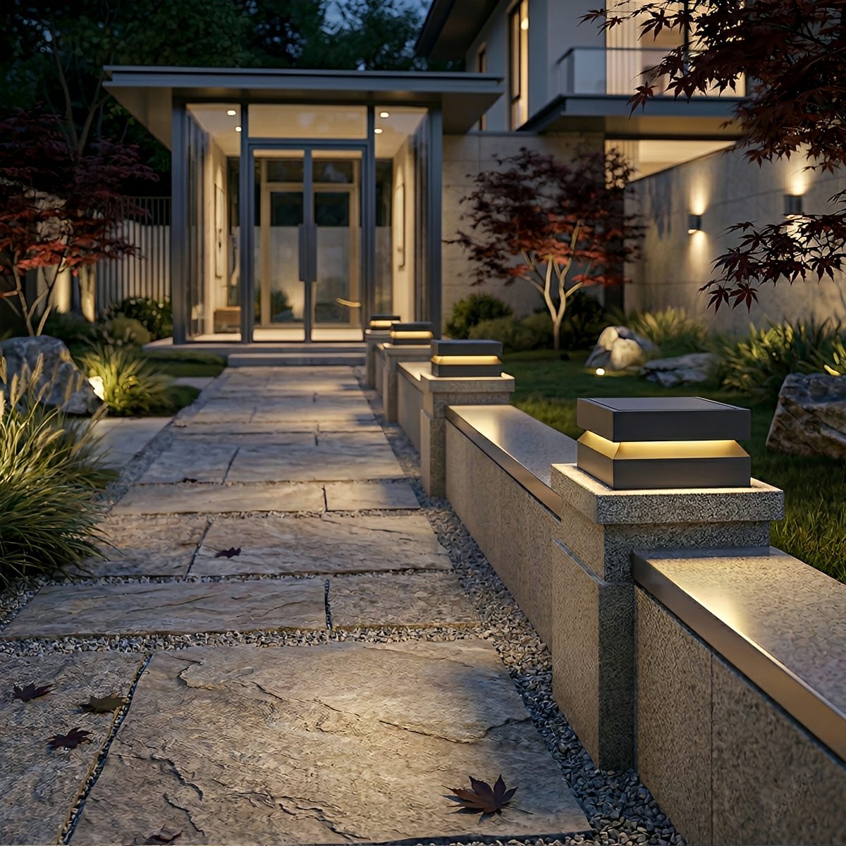 Modern Square Waterproof Black Outdoor Post Lights