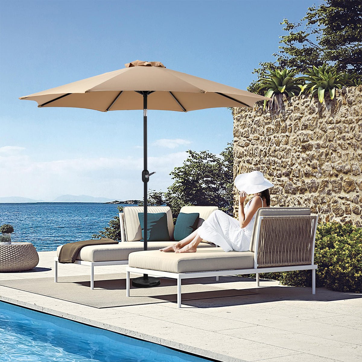 9 Ft Waterproof UV Protection Outdoor Patio Umbrella