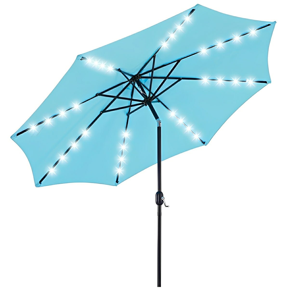 9.5FT Solar LED Light Outdoor Umbrella with Tilt Adjustment