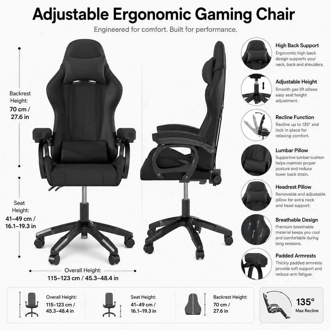 Ergonomic High-Back Mesh Gaming Recliner