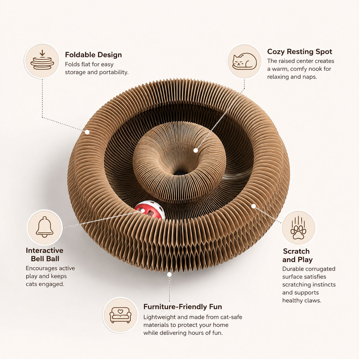 Foldable Cardboard Cat Maze Scratcher