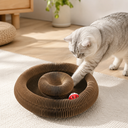Foldable Cardboard Cat Maze Scratcher