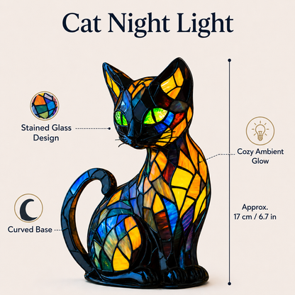 Stained Glass Cat-Design Night Light