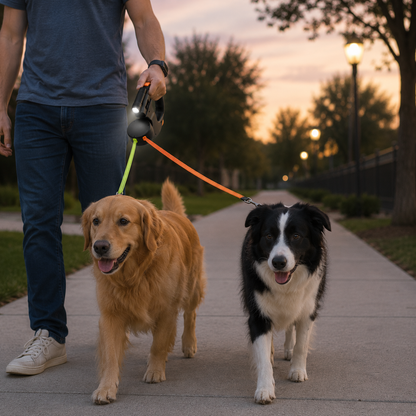 Hands-Free Dual Dog Leash with LED Light