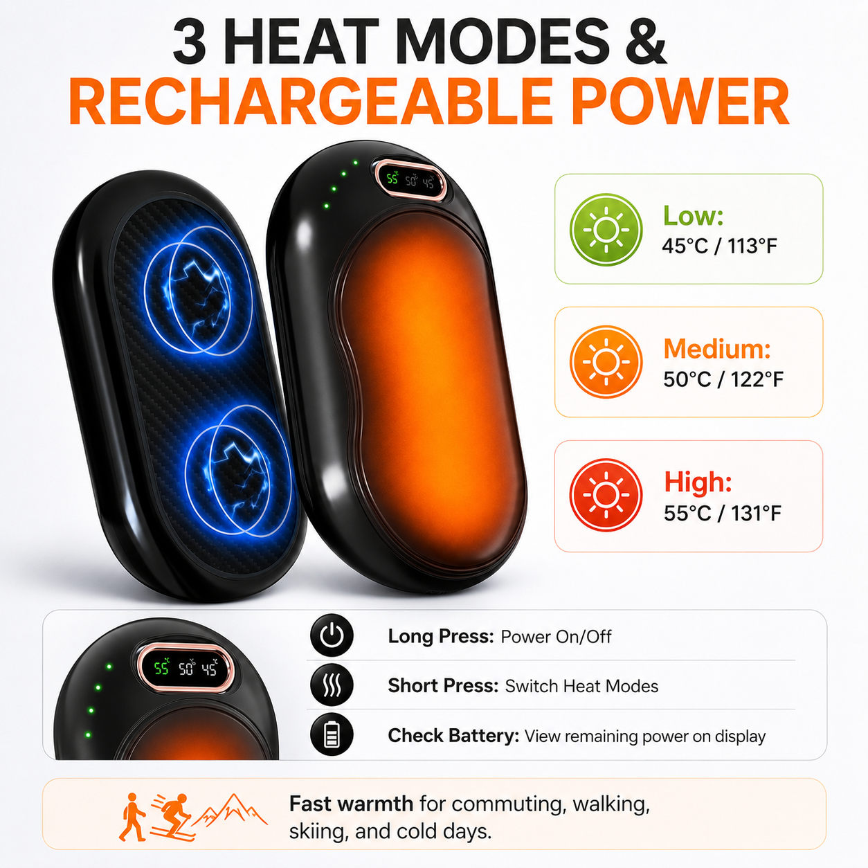 Rechargeable Double-Sided Hand Warmer