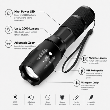 Tactical Waterproof LED Flashlight