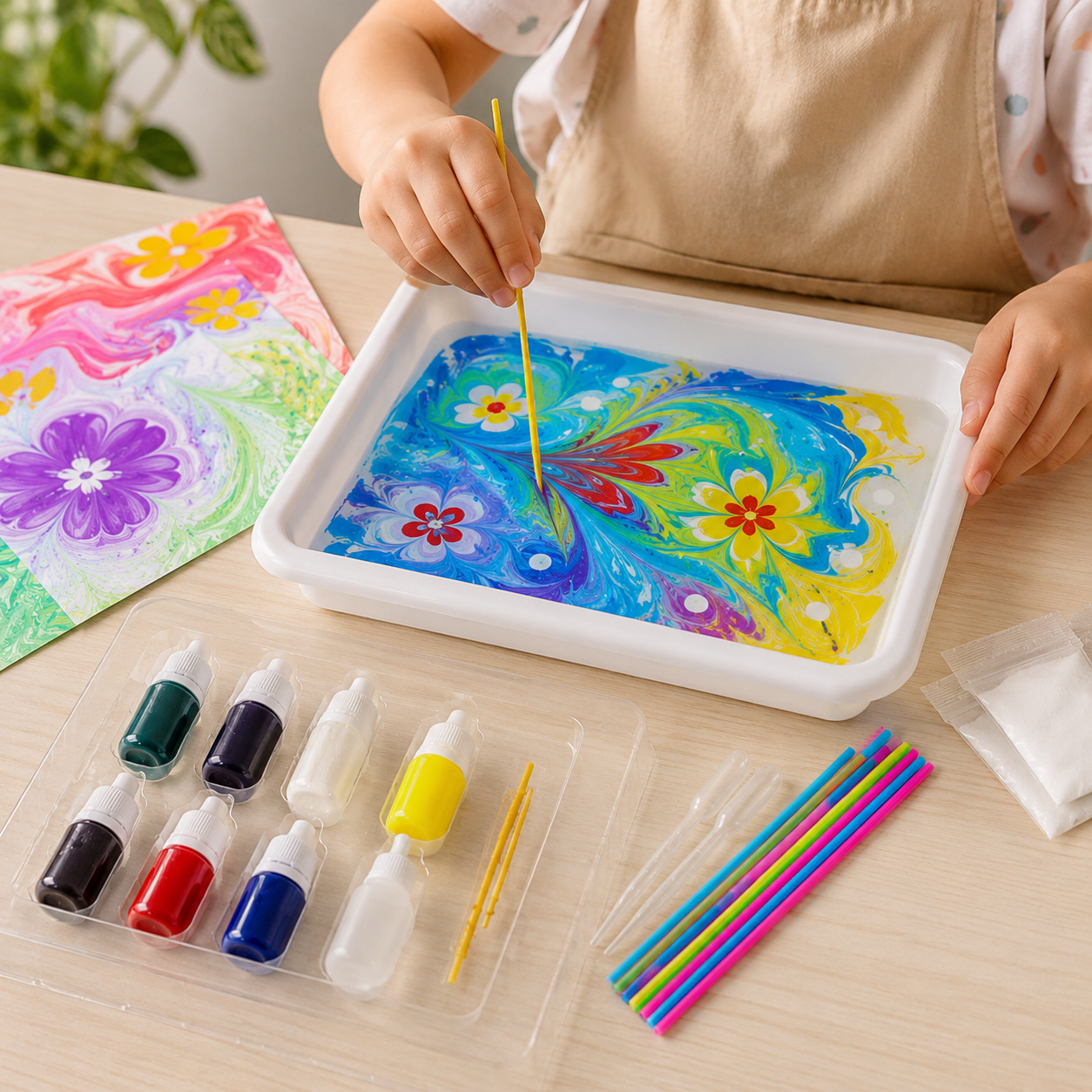 Mess-Free Marbling Paint Kit for Kids