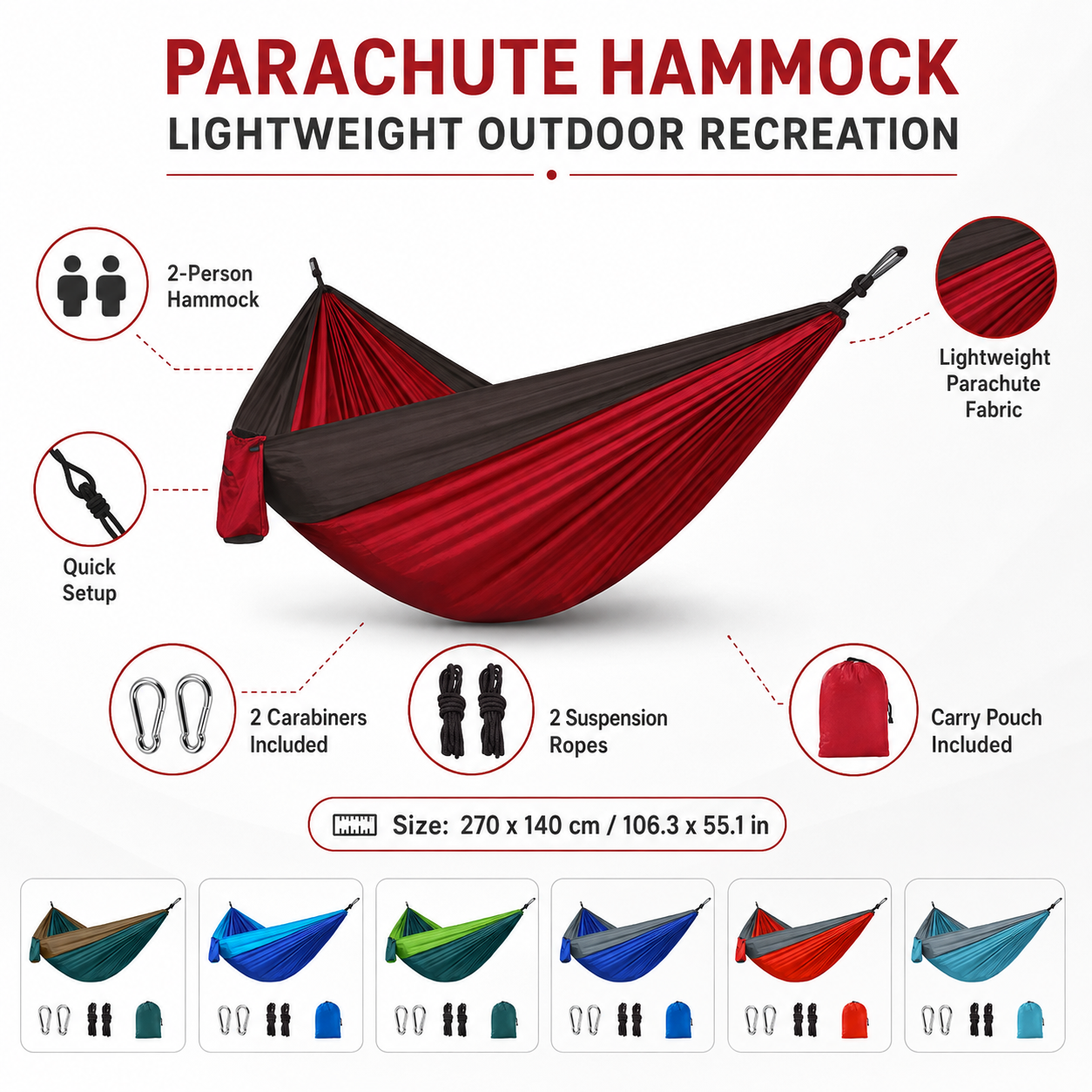 Lightweight Parachute Camping Hammock