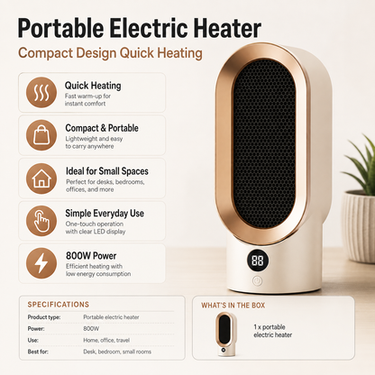 Compact Quick-Heat Portable Electric Heater