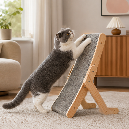 Ergonomic Solid Wood Cat Scratcher