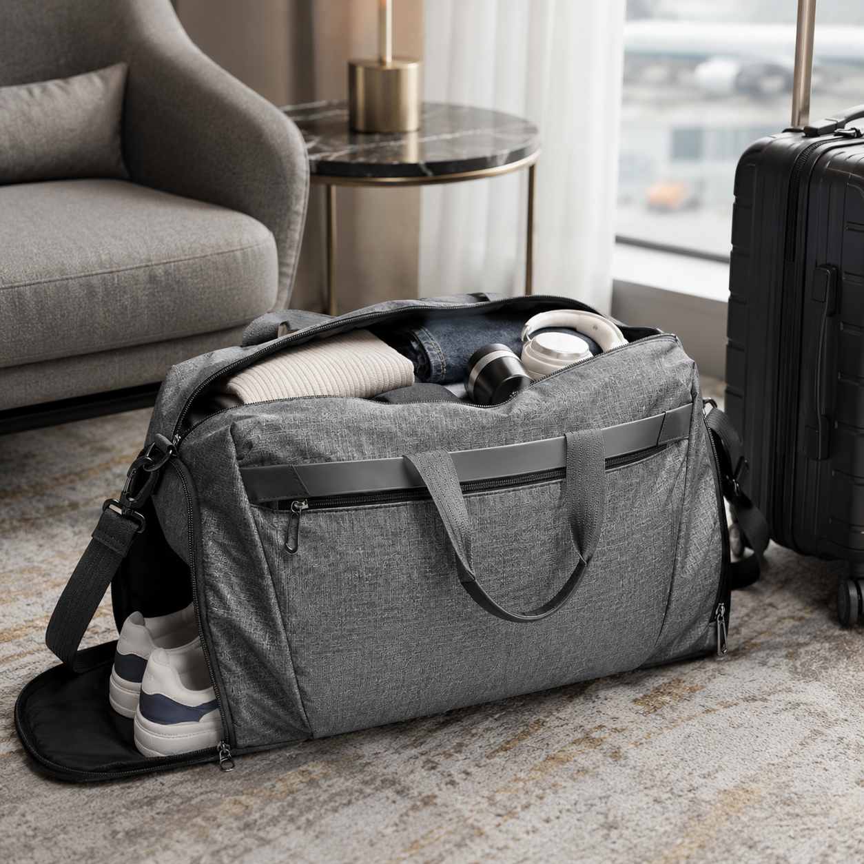 Waterproof Duffel Bag with Shoe Compartment