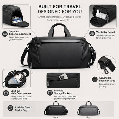 Waterproof Duffel Bag with Shoe Compartment