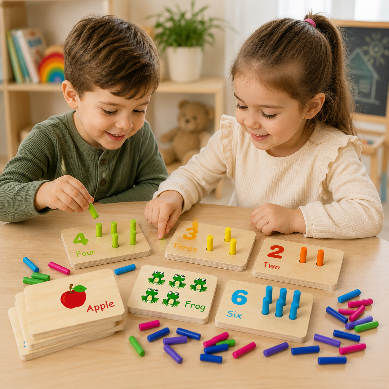 Wooden Number Matching Board Game