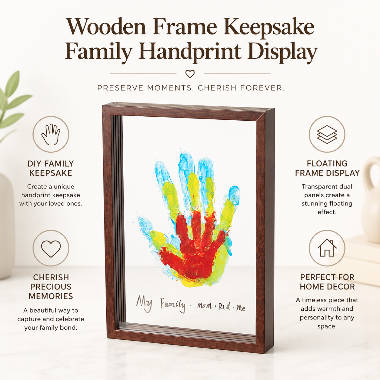 Wooden Keepsake Handprint Display Frame