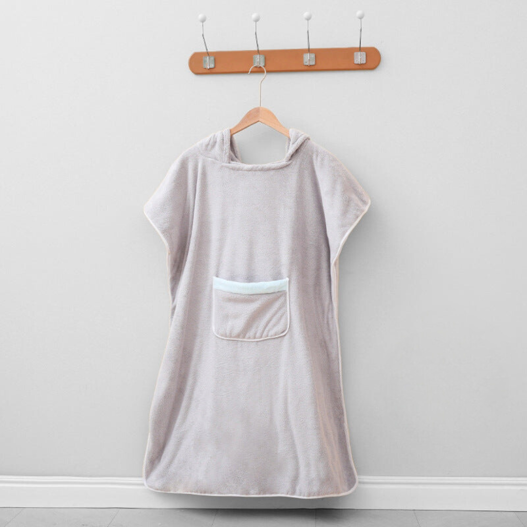 Hooded Poncho Bathrobe with Pockets