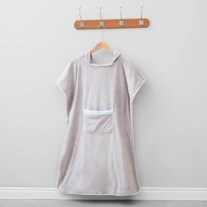 Hooded Poncho Bathrobe with Pockets